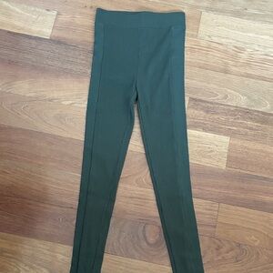 Naked Wardrobe Olive Green Ribbed High-Waist Leggings